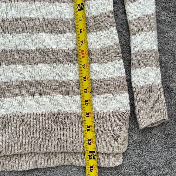 american eagle striped sweater beige cream knit v neck - Picture 6 of 7